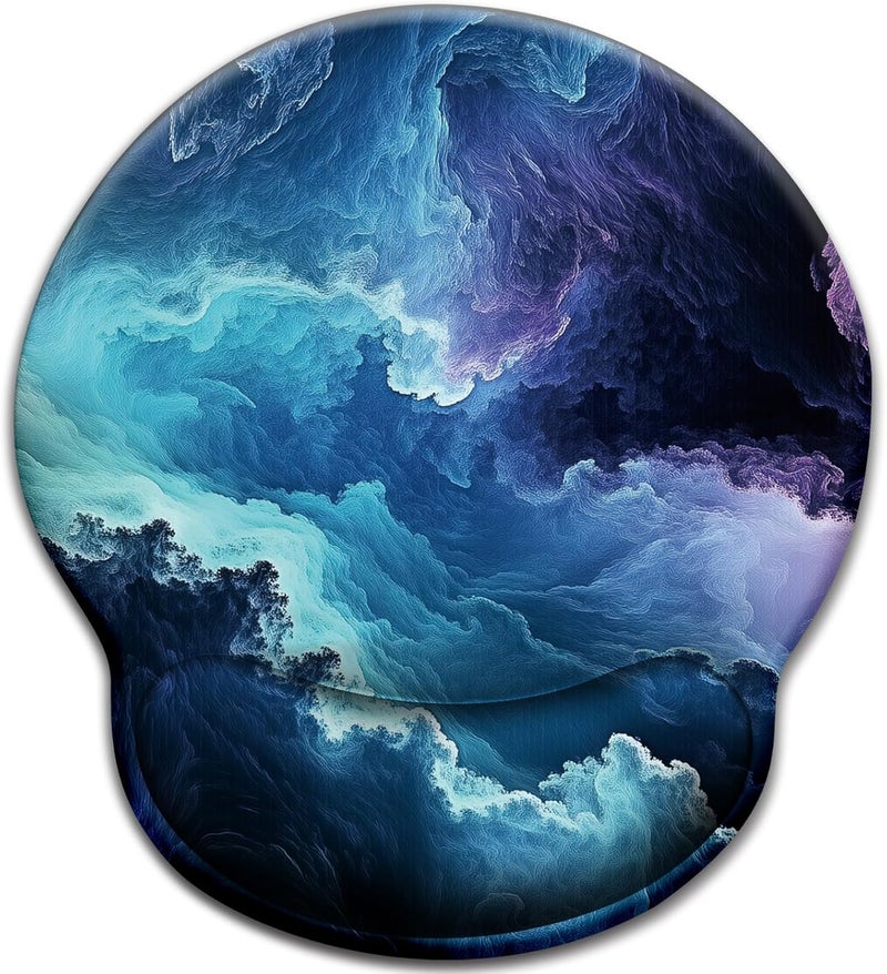 LIMKRIAN Galaxy Mouse Pad with Wrist Rest, Ergonomic Mouse Pad Wrist Support with Non-Slip Pain Relief PU Base, Funny Gaming Computer Mousepad, Cute Office Supplies Home Desk Accessories Decor - Image 1